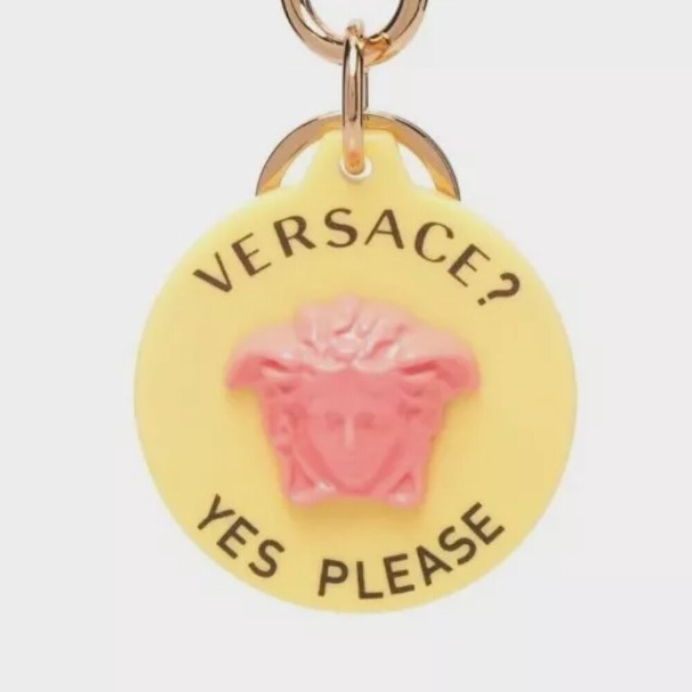 Versace "Yes Please" keychain yellow pink